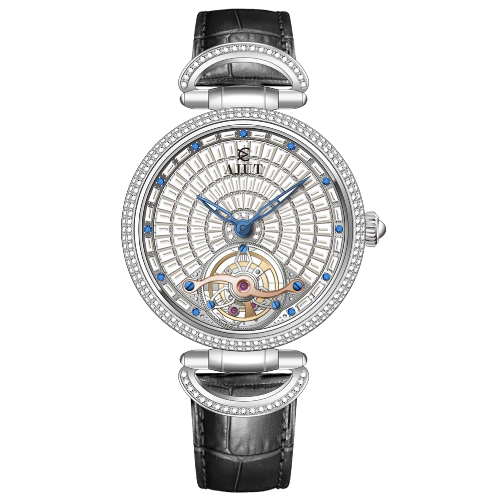 AJUT Automatic Tourbillon Mechanical Women Watch Sapphire Luxury Full Diamond Dial Self Winding Movement Ladies Watch 0397L - Image 2