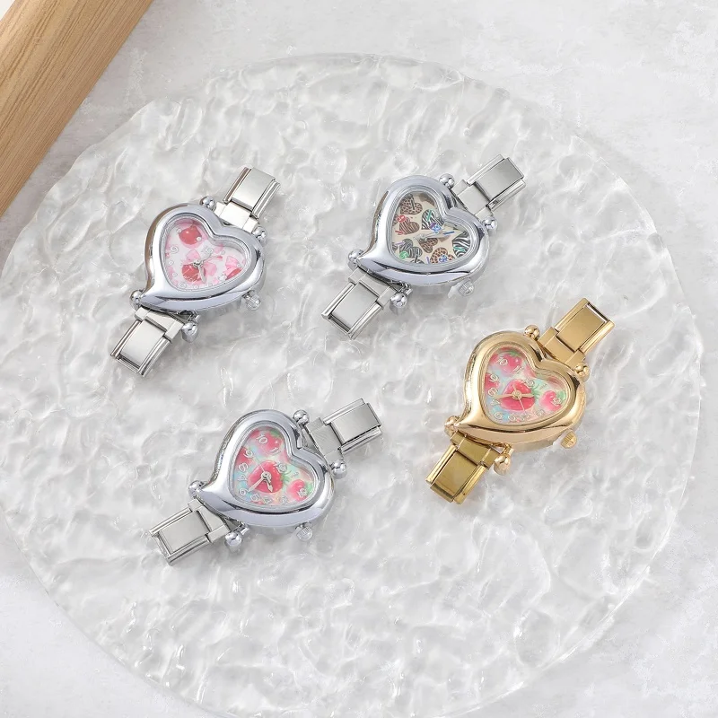 Fashion Women Cherry Strawberry Watch Heart Dial Stainless Steel Fit 9mm Bracelet For Party Friend Wife Birthday Jewelry Gift - Image 2