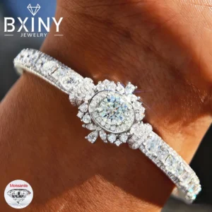 BXINY Luxury Moissanite Open Bangles 925 Sterling Silver GRA Certified Lab Diamonds Bracelets for Women Party Fine Jewelry Gifts