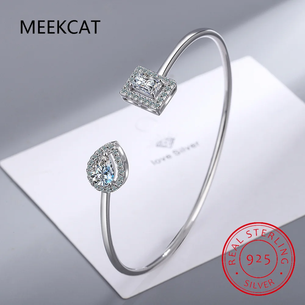 1CT Pear Cut GRA Certified Moissanite Bangles for Women S925 Solid Silver Lab Diamond Bracelets Birthday Gift Jewelry - Image 3