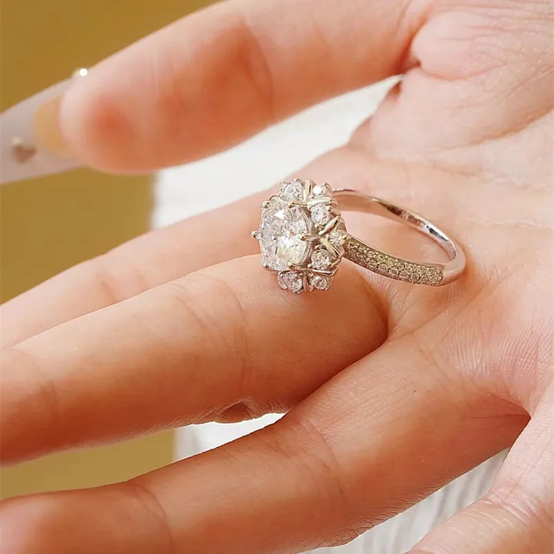 SACE GEMS GRA Certified 1CT Moissanite Ring VVS1 Lab Diamond Solitaire Ring for Women Engagement Promise Wedding Band Jewelry - Image 3