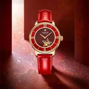 MIGE Automatic Mechanical Women Wristwatches Genuine Leather Strap Waterproof Fashion Watch For Women Sapphire