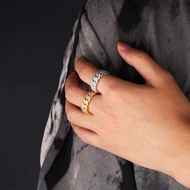 BXINY Full 1.5mm Moissanite Cuban Ring 925 Sterling Silver Lab Diamond For Women Men Hiphop Band Fine Jewelry Gift GRA Certified - Image 4