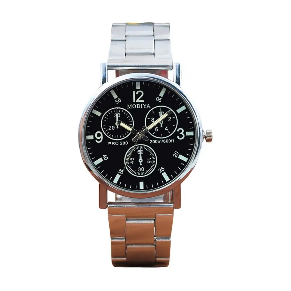 Men Watch Men's Quartz Watch with Round Dial Three Small Dials Alloy Strap High Accuracy Timepiece for Business Commute - Image 2