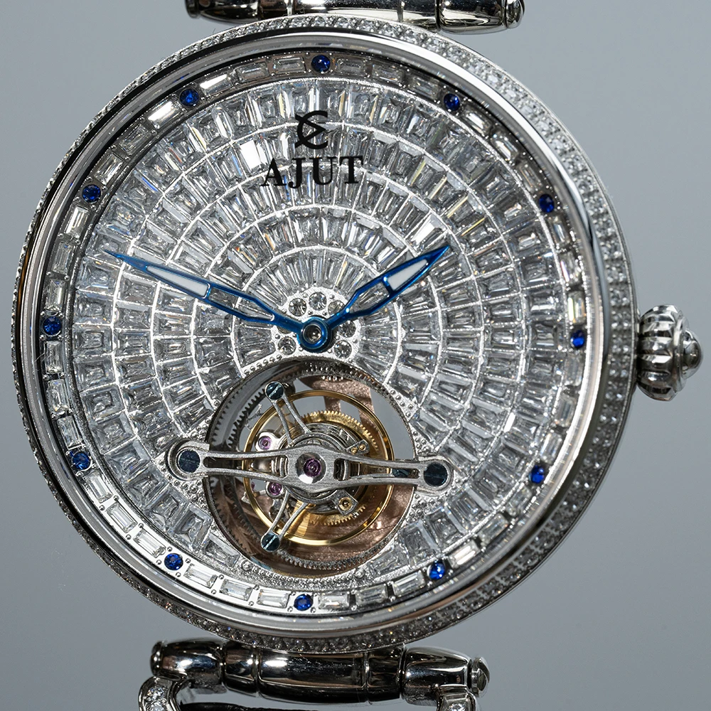 AJUT Automatic Tourbillon Mechanical Men's Watch Flying Tourbillon Movement Sapphire Luxury Man Watch Full Diamond Dial 0397 - Image 3