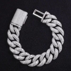 Provence 10K/14K/18K Moissanite Cuban Chain Bracelet for Men Thick 20mm Cuban Link Wrist DIY Jewelry Hip Hop Bracelet for Women