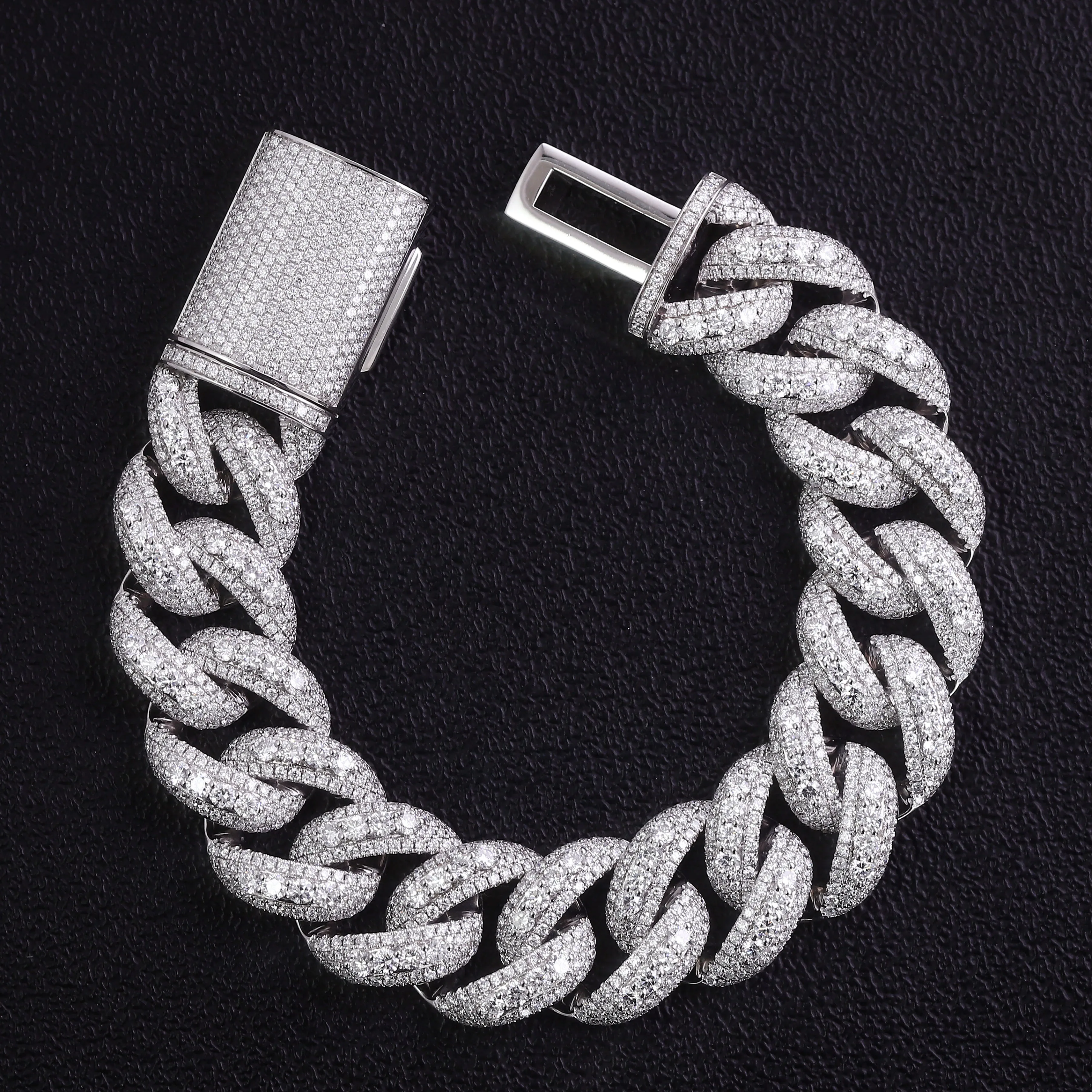 Provence 10K/14K/18K Moissanite Cuban Chain Bracelet for Men Thick 20mm Cuban Link Wrist DIY Jewelry Hip Hop Bracelet for Women