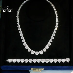 KUGG 100% 18K White Gold Necklace Luxury Heart Shape Design 7.5carat Real Natural Diamond Necklace for Women Senior Banquet
