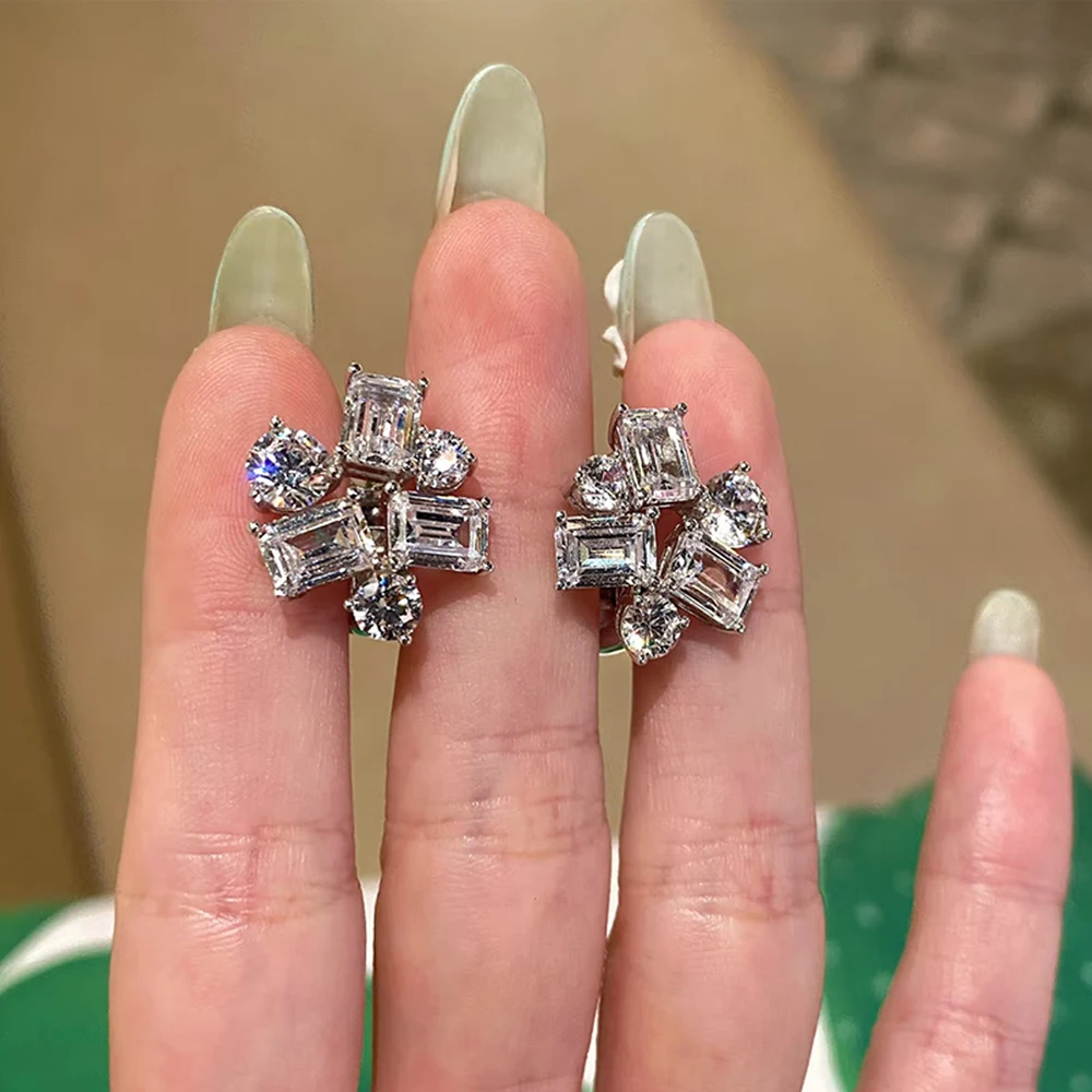 Luxury 8.2 Carat Full Moissanite Earrings for Women Sparkling D Color Lab Diamond Ear Cuff with Certified 925 Silver Ear Studs - Image 2