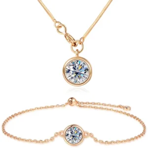 1 ct Bubble Round Cut Moissanite Pendant Necklace Women 925 Silver Plated 18k Gold GRA Certified Lab Diamond Neck Chain