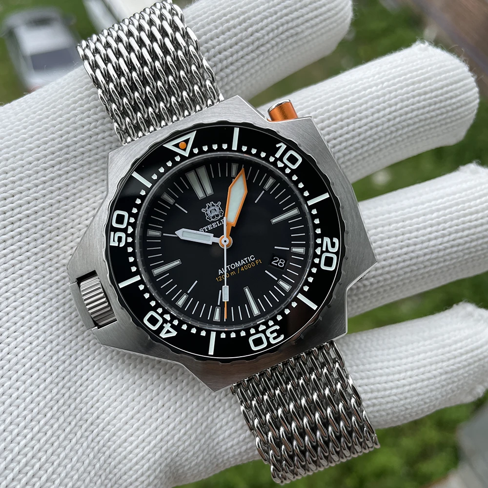 STEELDIVE Men Automatic Watch 49.6mm Mechanical Wristwatch 120Bar Waterproof BGW-9 Luminous Ceramic Bezel NH35 Integrated Case - Image 2