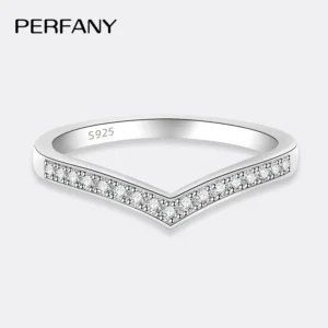 PERMANY All Moissanite Ring for Women S925 Pure Silver Laboratory Certified Diamond Geometric Ring Minimalist Party Jewelry