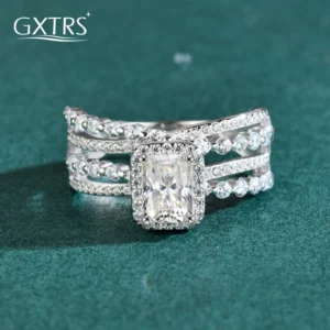 GXTRS 1ct Radiant Cut Moissanite Ring For Women S925 Silver Exquisite Lab Diamond Wedding Party Band Gift Fine Jewelry Certified