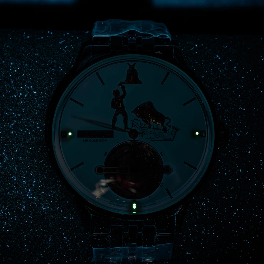 AJUT Automatic Tourbillon Mechanical Watches For Man Sun-patterned Surface 24K Gold Self Wind Flying Tourbillon Man Watch 0375 - Image 2