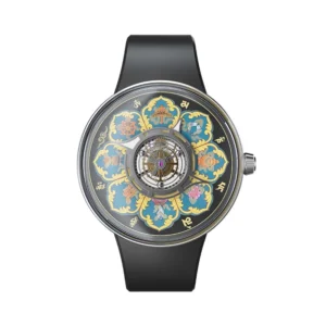 CRONUSART Men Tourbillon Watch 43mm Titanium Mechanical Wristwatch Luminous Tangka Enamel Dial Fluororubber Strap Skeleton