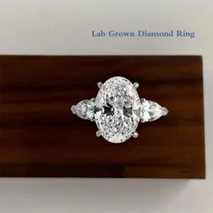 IGI Certified 4 Ct EF/VS Oval Cut CVD&HPHT Lab Grown Diamond Three Stone Ring 14K Gold Dainty Minimalist Ring Anniversary Gift