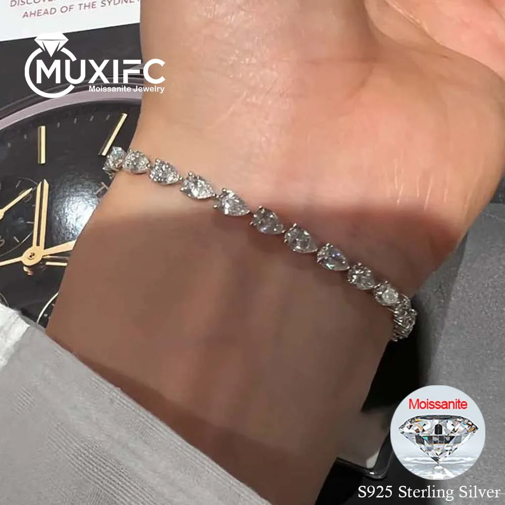 MUXIFC 4*6mm Pear Cut Moissanite Tennis Bracelets for Women 3x5mm Full Lab Diamond Teardrop Bracelet With Certified 925 Silver - Image 2