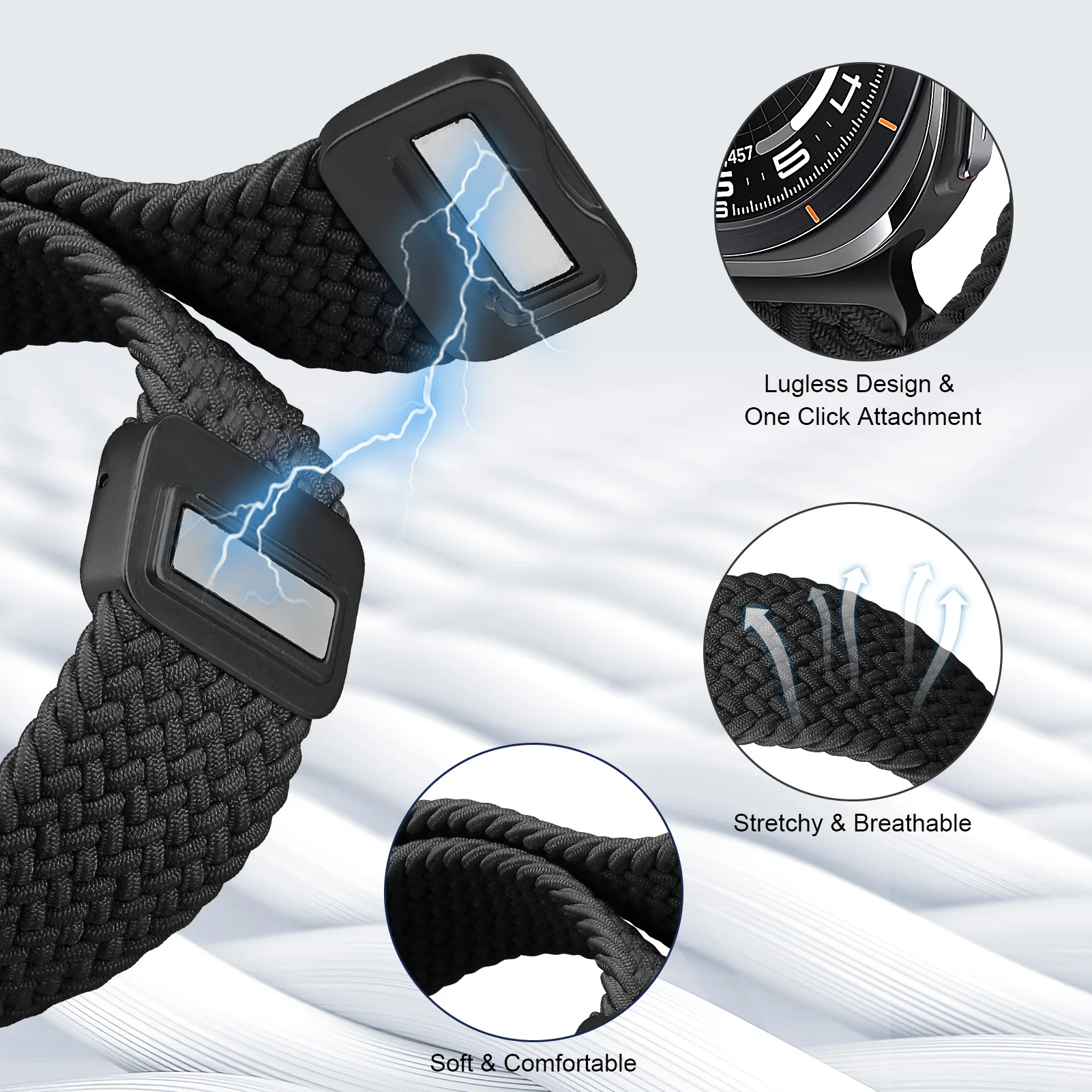 Braided Bands For Samsung Galaxy Watch Ultra 47mm watchband Magnetic wrist sport belt Bracelet Correa Galaxy Watch 7 Ultra Strap - Image 4