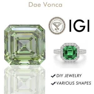 IGI Certified Green Asscher Cut Lab Loose Diamonds VS1/VS2 Fancy Green Lab Grown Diamonds For Custom Jewelry