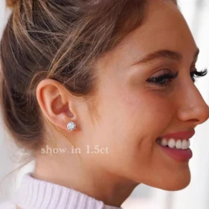 IGI Certified 1Carat Round Diamond Stud Earrings, VS1 Clarity D Color, 18K White Gold Lab Grown Diamond fashion Earings