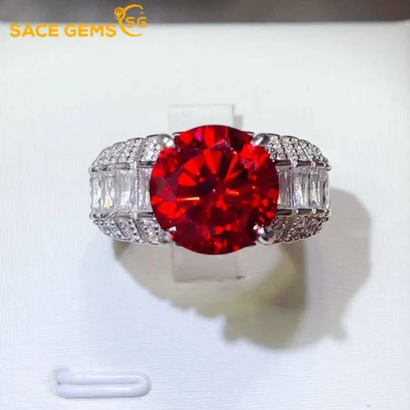 SACE GEMS GRA Certified 5CT Moissanite Ring VVS1 Lab Diamond Solitaire Ring for Women Engagement Promise Wedding Band Jewelry