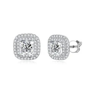 M-JAJA 2CT Moissanite Square Stud Earrings for Women GRA Certified D Color VVS1 Lab Diamond Earring S925 Silver Wedding Jewelry