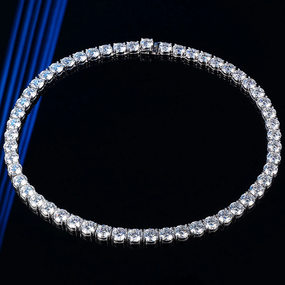 IGOTOS 2ct Luxury Full Moissanite Tennis Necklace Men 925 Sterling Silver Certified 8mm Hip Hop Trendy Lab Diamond Neck Chain - Image 4