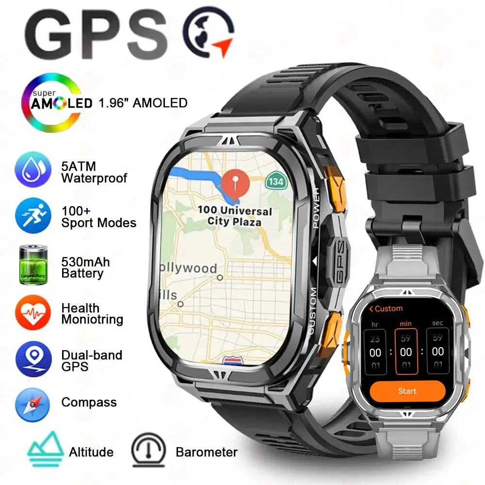 Leadoys-X5 GPS Smartwatch for Men 5ATM Blood Pressure Heart Rate Monitor Outdoor Running Swimming Sports Wrist Watch 2026