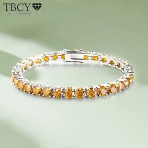 TBCYD All Champagne Moissanite Tennis Bracelet For Women Men GRA Certified Original S925 Silver Lab Diamond Bangles Hand Chain