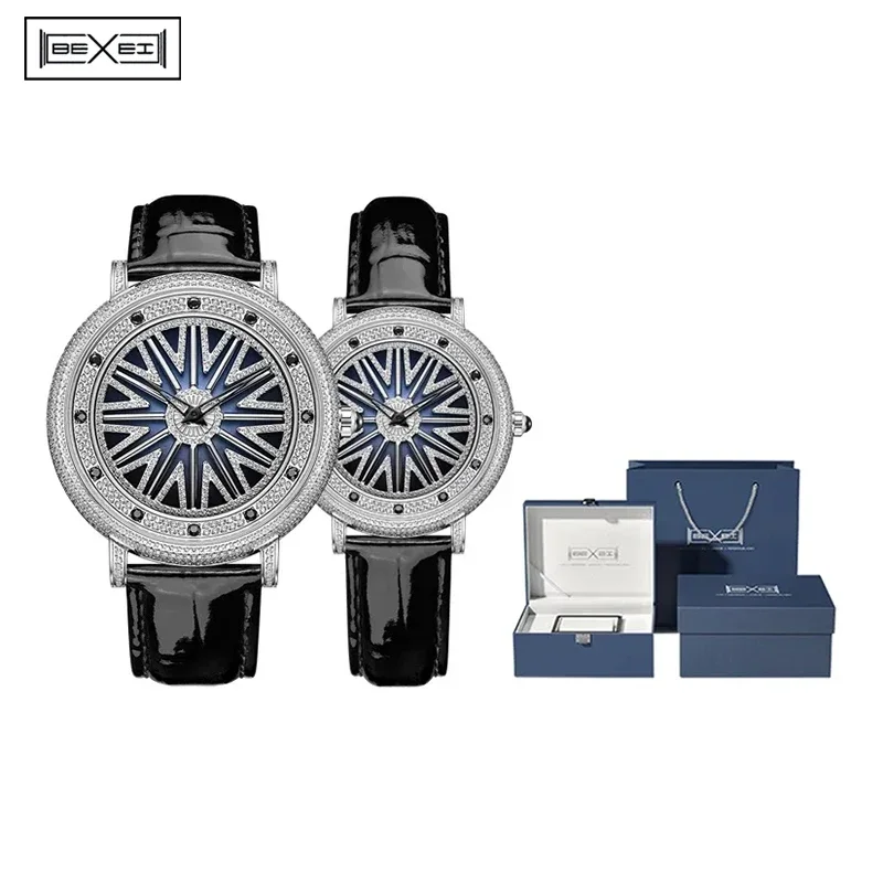 BEXEI Fashion Casual Fortune Quartz Man Watch Luxury White Stone Dial Quartz Sapphire Women Stainless Steel Waterproof Watches - Image 6