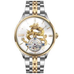AJUT Automatic Tourbillon Mechanical Man Watches 18K Gold Dragon-shaped Sapphire Flying Movement Men Watch 0501