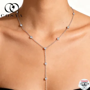 COSYA 3MM Moissanite Bubble Pendant Necklace For Woman S925 Silver 18K Rose Gold Certified D Lab Diamond NeckChain Fine Jewelry