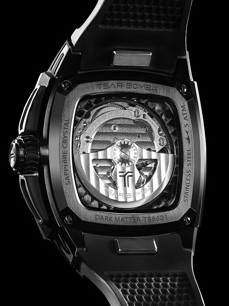 TSAR BOMBA Interchangeable Automatic Watch Set Mechanical Wristwatch for Men Square Carbon fiber Watches Mens Christmas Gift - Image 2