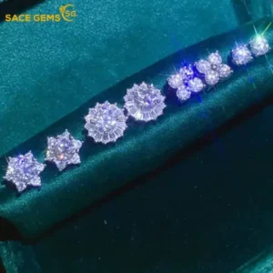 SACE GEMS 2ct D Color Certified Moissanite Stud Earrings Lab Created Diamond 925 Sterling Silver Gold Plated Wedding Jewelry