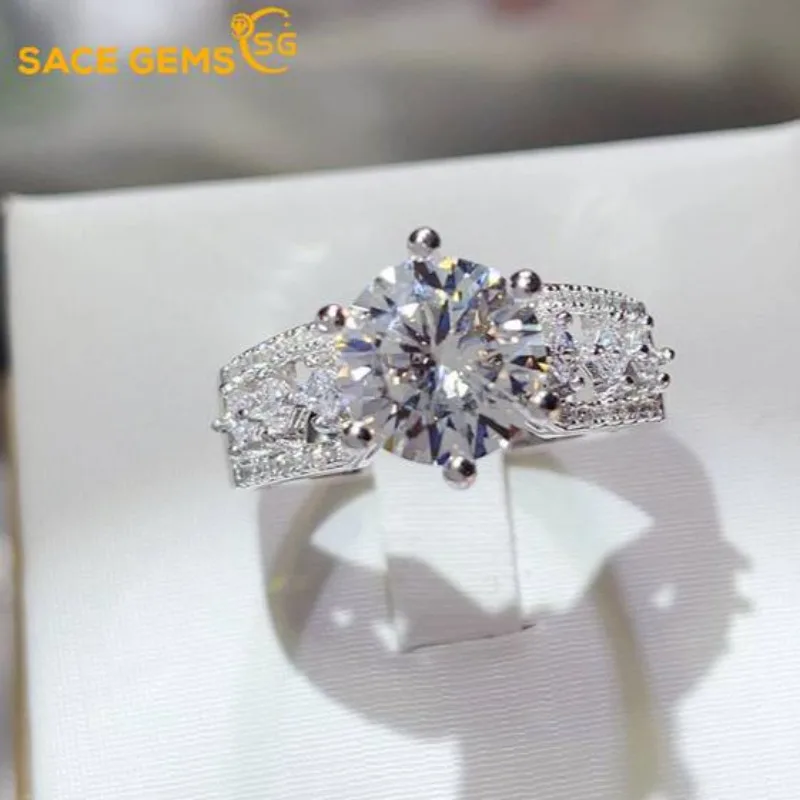 SACE GEMS GRA Certified 3CT Moissanite Ring VVS1 Lab Diamond Solitaire Ring for Women Engagement Promise Wedding Band Jewelry - Image 4