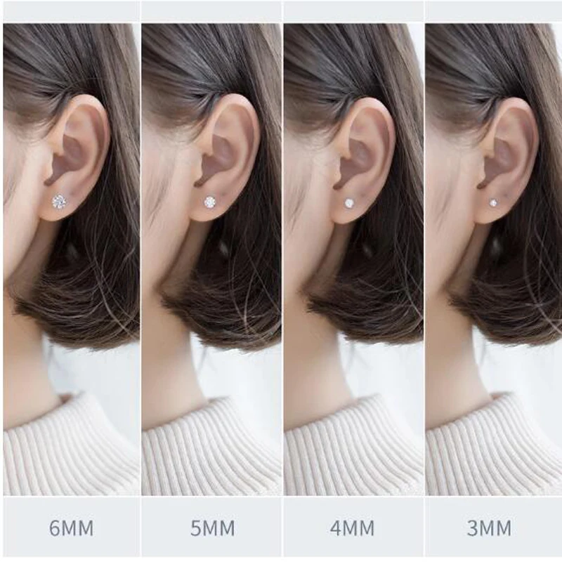 4 Claws 0.3-2CT Certified Moissanite Stud Earrings for Women Sparkling Lab Diamond Earring Sterling Silver 925 Plated 18K - Image 2