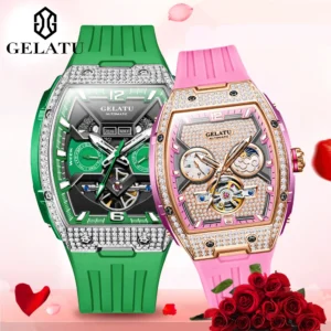GELATU luxury brand couple watches fashion waterproof skeleton Automatic mechanical watch for man and women genuine wristwatch