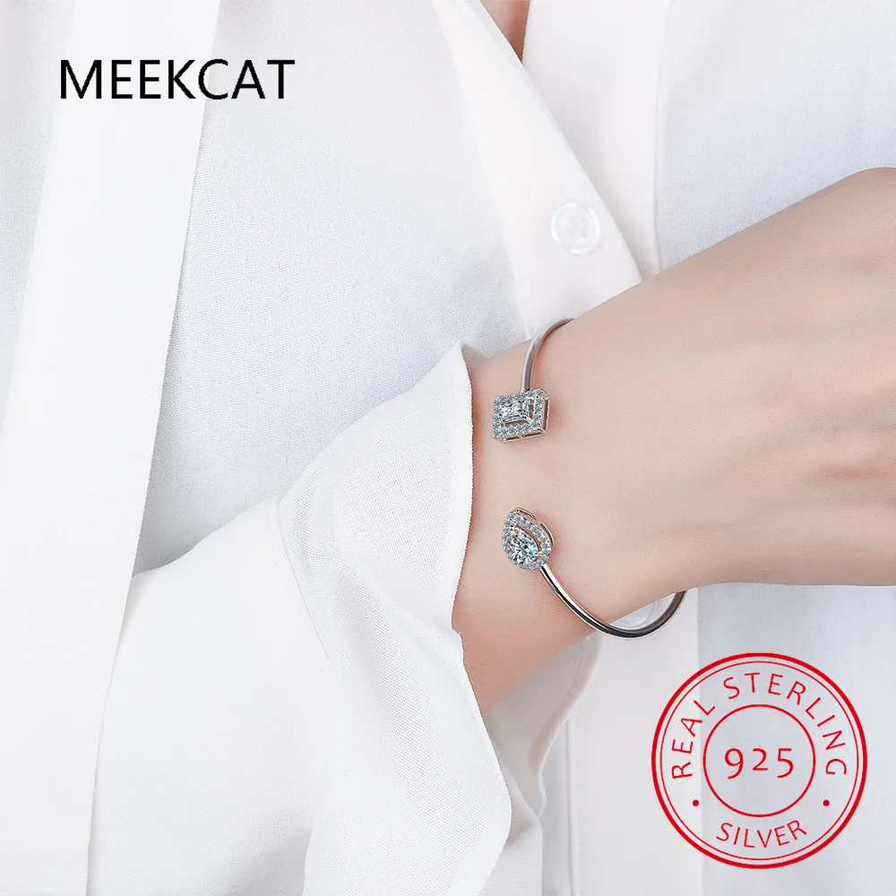 1CT Pear Cut GRA Certified Moissanite Bangles for Women S925 Solid Silver Lab Diamond Bracelets Birthday Gift Jewelry - Image 5