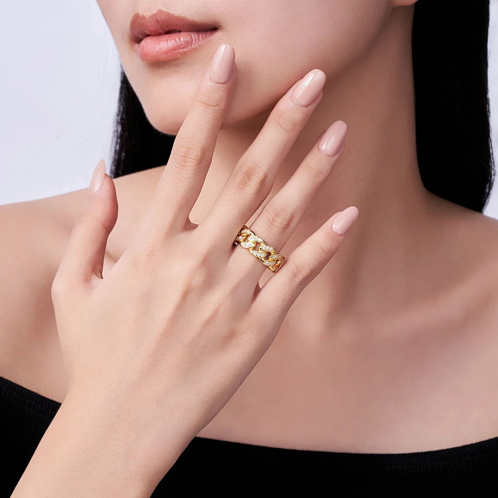 BXINY Full 1.5mm Moissanite Cuban Ring 925 Sterling Silver Lab Diamond For Women Men Hiphop Band Fine Jewelry Gift GRA Certified - Image 5