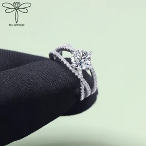 1ct D Color Moissanite Rings Certified Lab Grow Diamond Solid 925 Sterling Silver Wedding Rings Woman Party Sparkling Jewelry