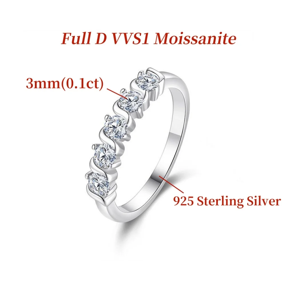 NKHOG 3mm Certified Moissanite Rings 925 Sterling Silver Wedding Engagement Band For Women Lab Diamond Gift No Fade Fine Jewelry - Image 5