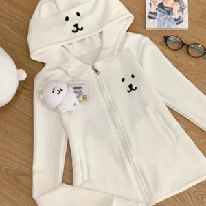 Fashion Kawaii Japanese Sweet Hoodies Long + Short Sleeve Hot Chick Patchwork Casual Sweatshirts Solid Y2k Elastic Slim Coat New