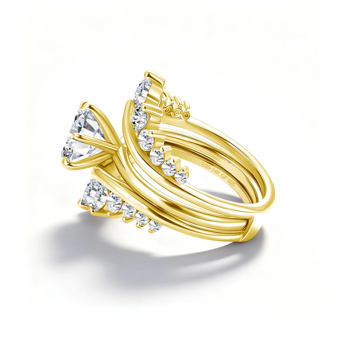 SDOOU 2Pcs 14K Gold Filled Bridal Sets Ring With GRA Certified 2ct Moissanite Lab Diamond Engagement Wedding Jewelry For Her - Image 3