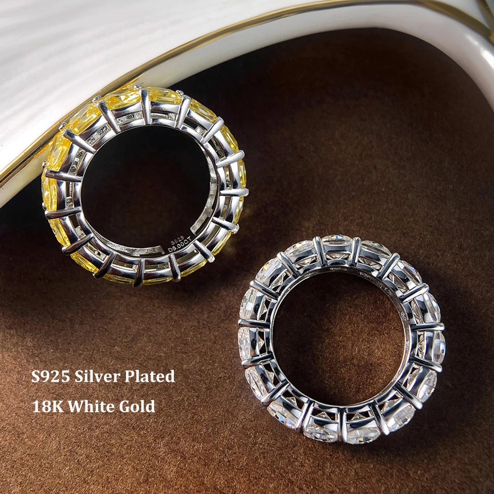 Mebigu 5mm Cushion Cut Full Eternity Moissanite Row Ring Women Man S925 Silver Certified Lab Diamond Party Wedding Band Gift - Image 3