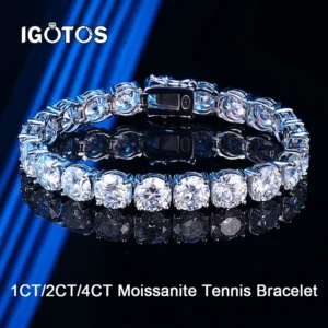 1CT/2CT/4CT Full Moissanite Tennis Bracelet Women Men S925 Sterling Silver Hip-Hop Trendy Lab Diamond Party Luxury Jewelry Gifts