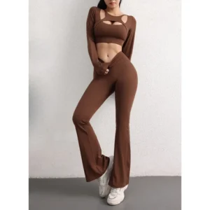 High Waisted Peach Hip Lifting Quick Drying Micro Flared Pants Yoga Women's Flared Nude Sports Wide Leg Pants Fitness Pants