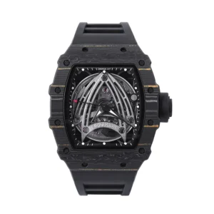 CRONUSART Men Automatic Watch 50mm*44mm Tonneau Mechanical Wristwatch Carbon Fibre Case Luminous Fluororubber Strap Skeleton