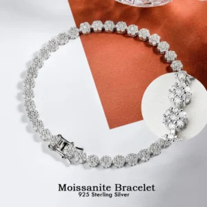 Full Moissanite Tennis Bracelets Women S925 Silver Flower Shape Lab Diamond Hand Chains Party Gifts 18K Plated Jewelry Certified