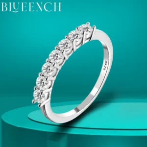 BLUEENCH D VVS1 Moissanite Rings GRA Certified Lab Grow Diamond 925 Sterling Silver 18K Stackable Wedding Rings for Women