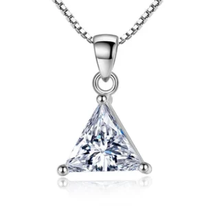 Princess Cut Moissanite Necklace 2CT Certified Lab Created Diamond Pendant Solid S925 Silver Wedding Jewelry